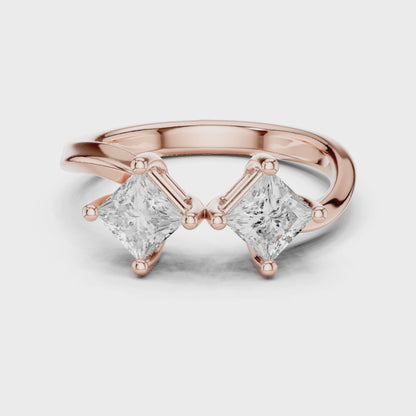 Juno Bypass Princess Diamond Toi Et Moi Ring in Rose Gold