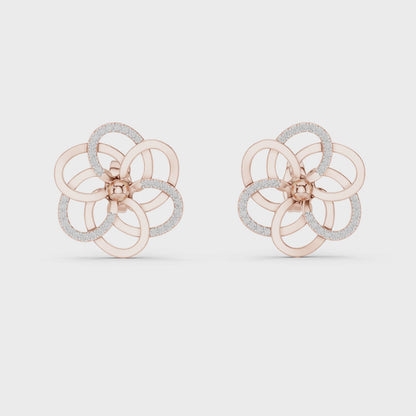 The Infinite Bloom Round Diamond Earrings in Rose Gold