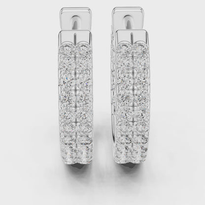 Wave Round Diamond Huggie Hoop Earrings in Silver