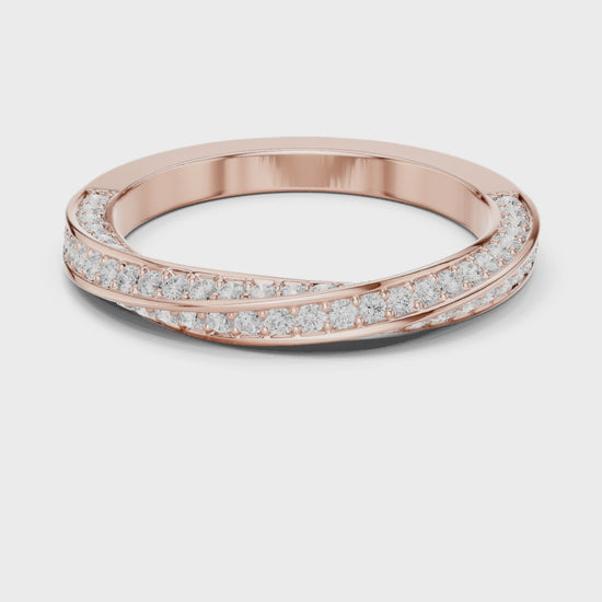 Eden Twist Round Diamond Wedding Band in Rose Gold