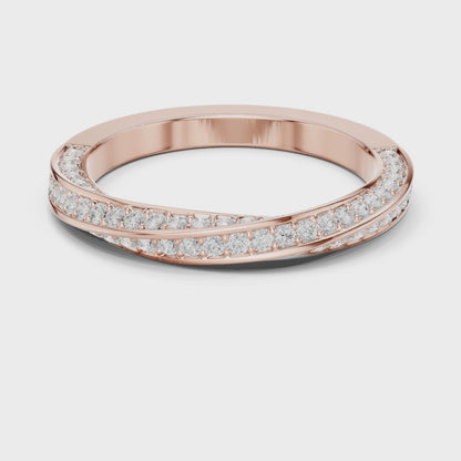 Eden Twist Round Diamond Wedding Band in Rose Gold
