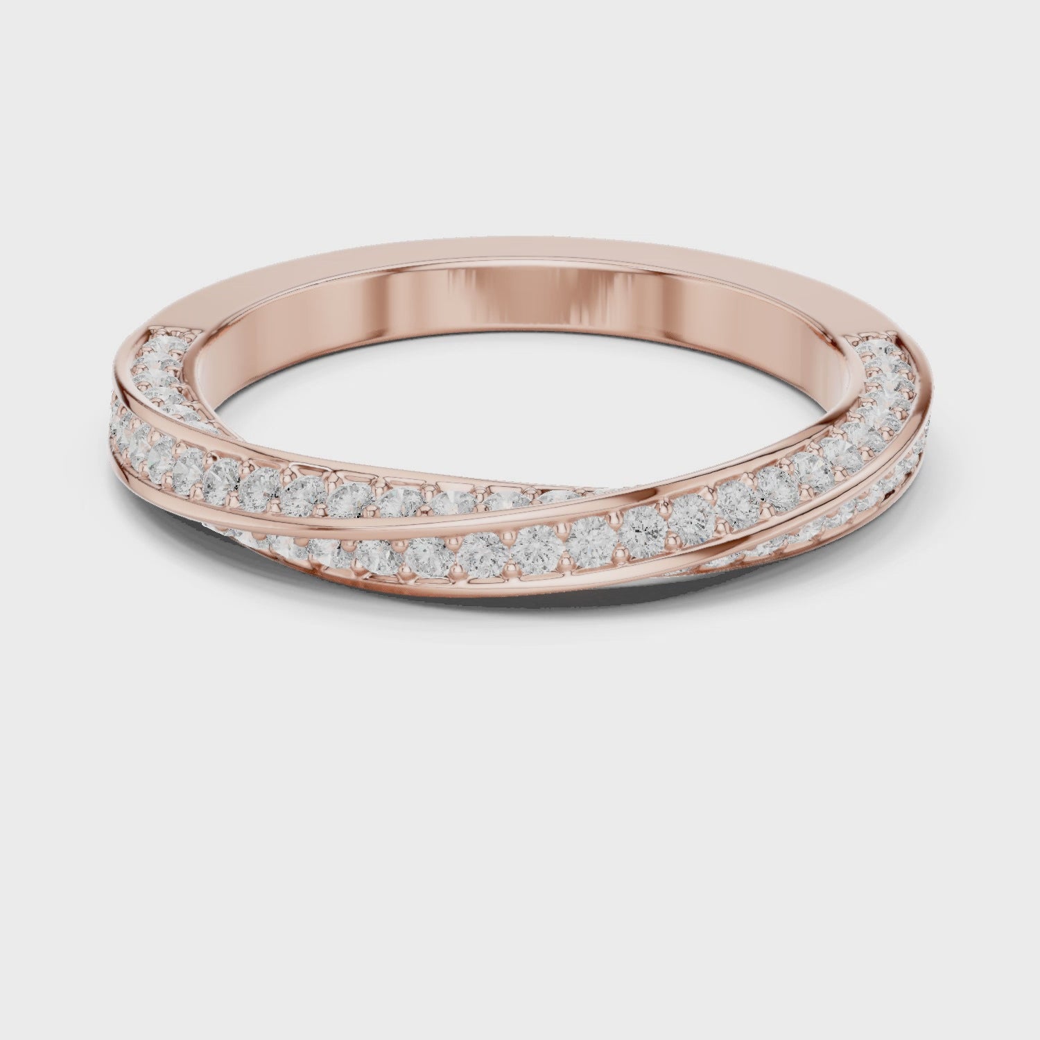 Eden Twist Round Diamond Wedding Band in Rose Gold