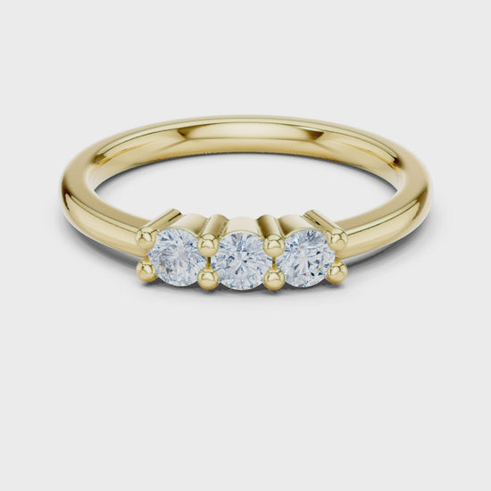 Celeste Three-Stone Round Diamond Ring in Yellow Gold
