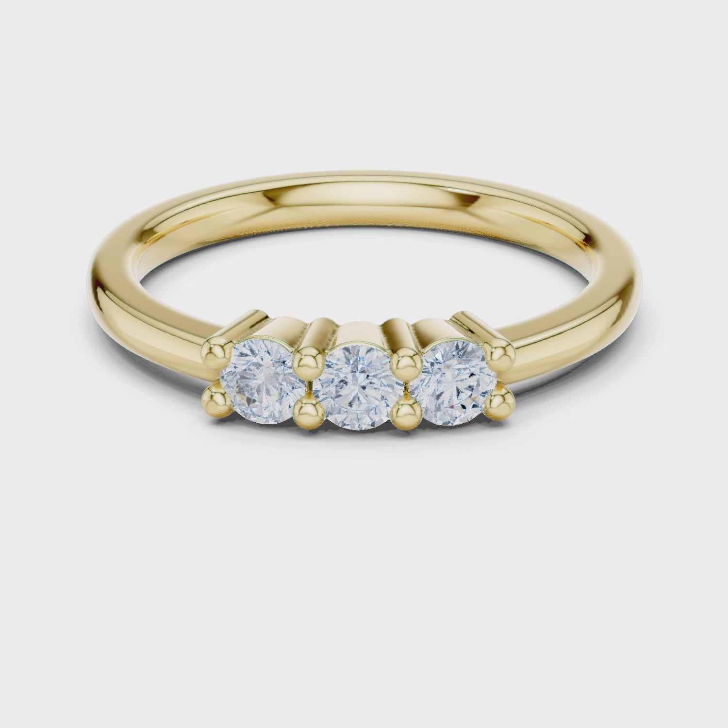 Celeste Three-Stone Round Diamond Ring in Yellow Gold