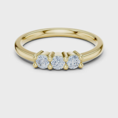 Celeste Three-Stone Round Diamond Ring in Yellow Gold