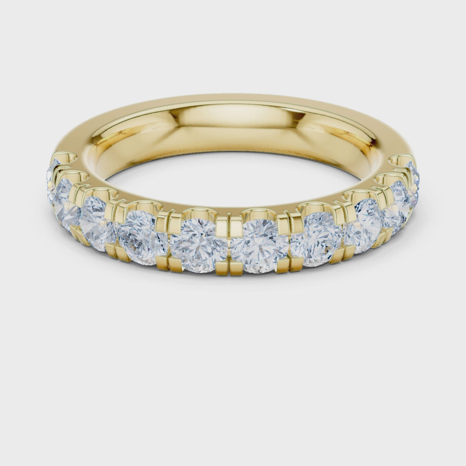 Iris Bar Round Diamond Eternity Band in Yellow Gold