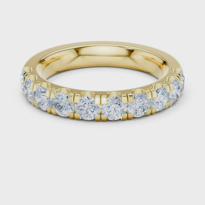 Iris Bar Round Diamond Eternity Band in Yellow Gold