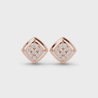 The Floating Round Round Diamond Stud Earrings in Rose Gold