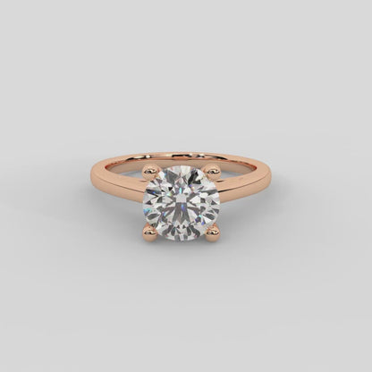 Emmeline Secret Solitaire Emerald Diamond Engagement Ring in Rose Gold