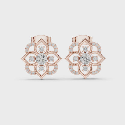 Radiance Layered Round Diamond Stud Earrings in Rose Gold