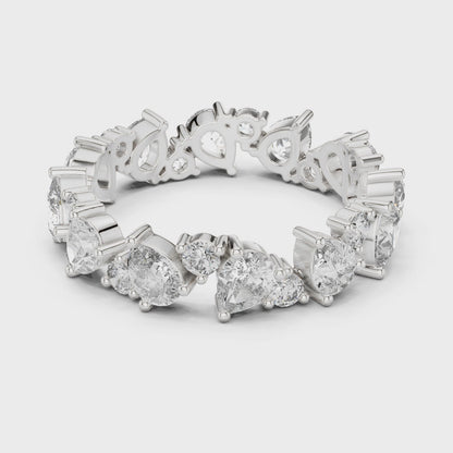 Iris Cluster Pear & Round Diamond Eternity Band in Platinum