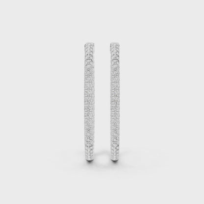 Eternity Aura Round Diamond Hoop Earrings in Silver