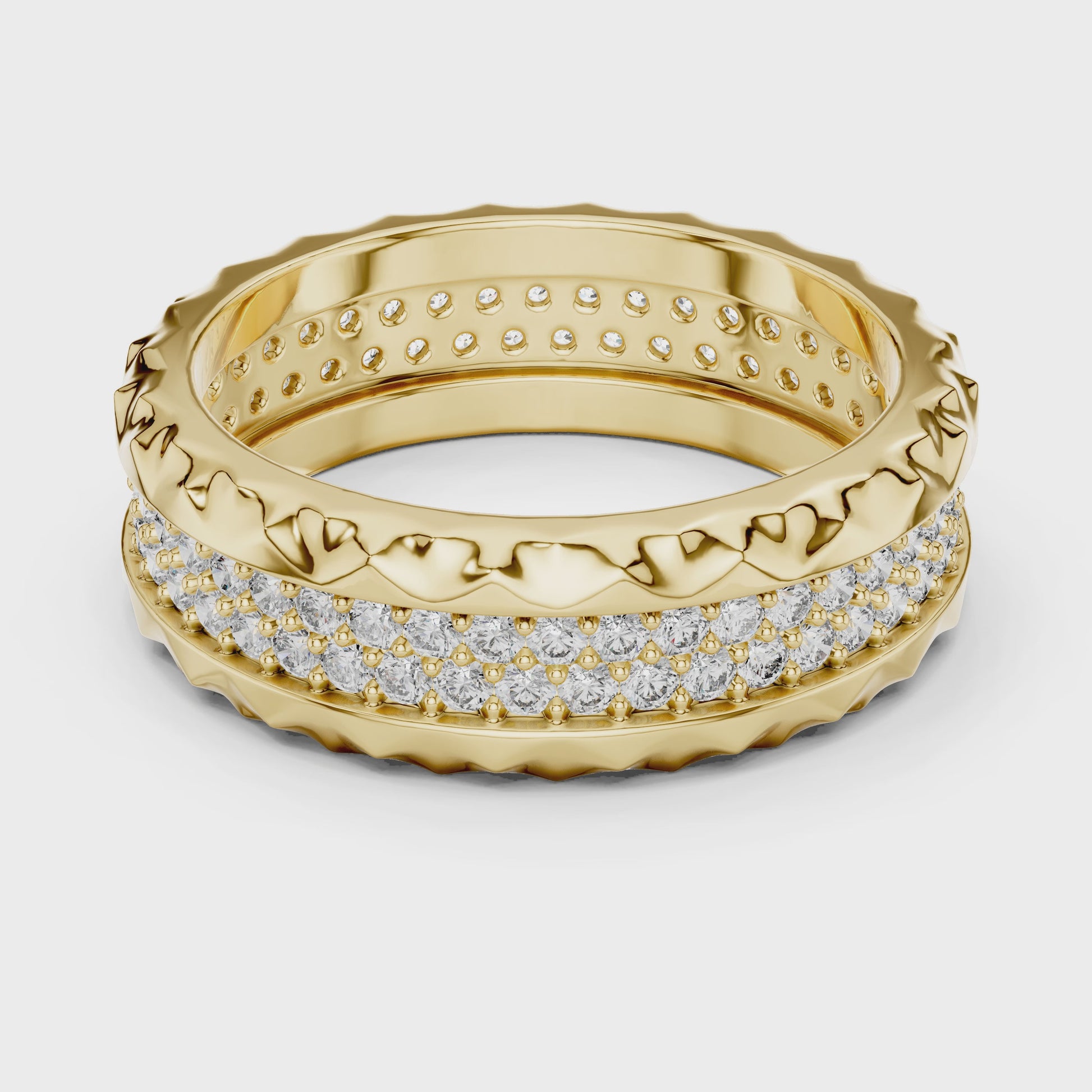 Crest Micropave Round Diamond Anniversary Band in Yellow Gold