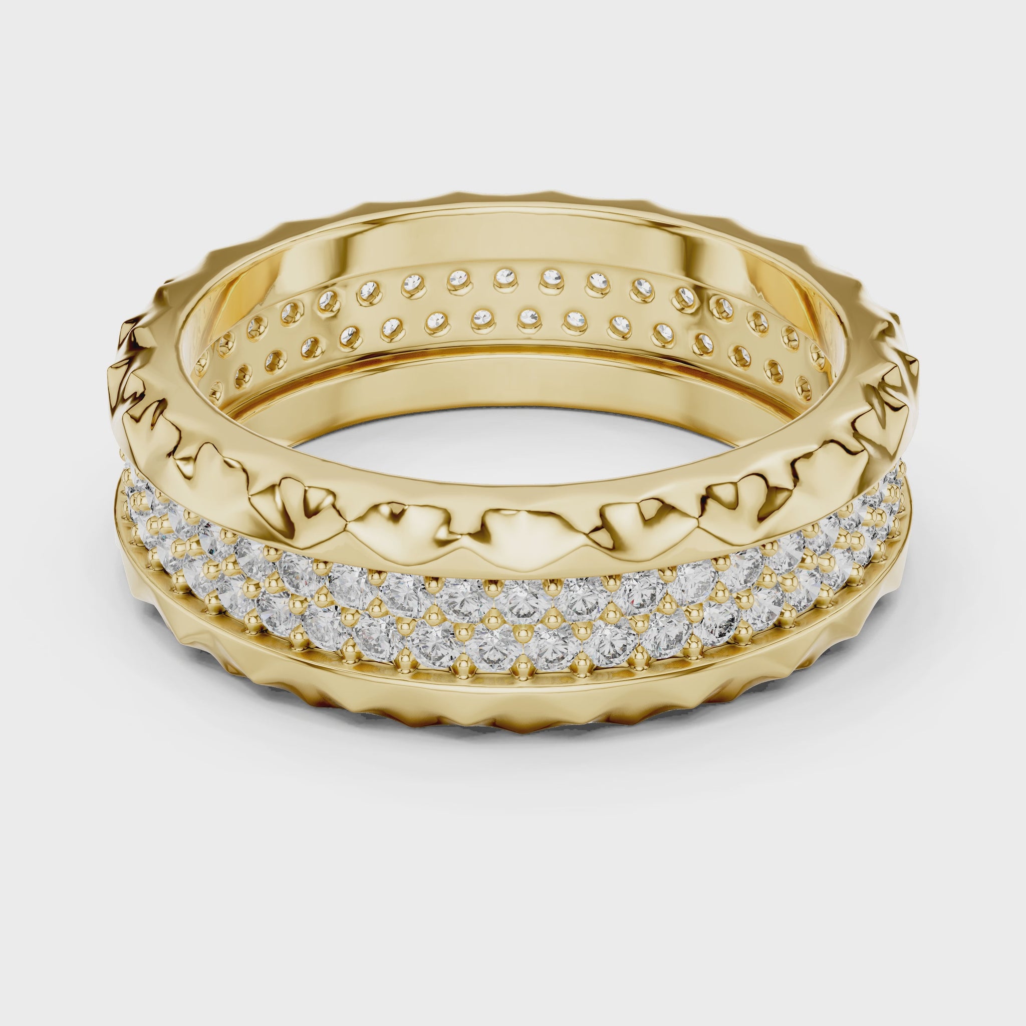 Crest Micropave Round Diamond Anniversary Band in Yellow Gold