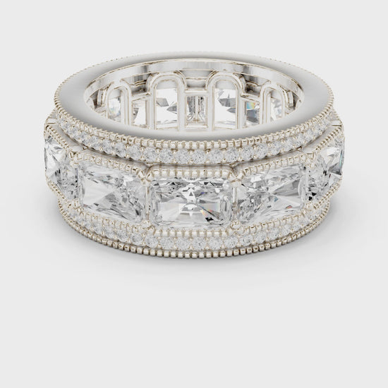 Eden Milgrain Radiant & Round Diamond Eternity Band in Silver