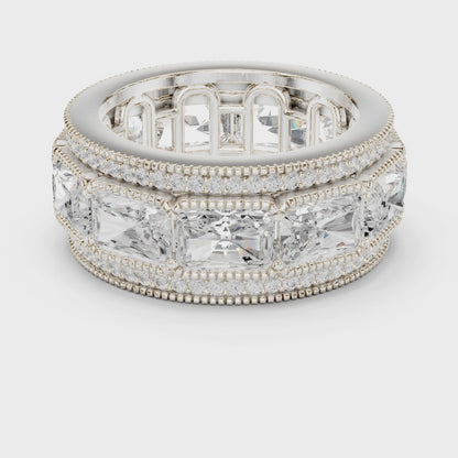 Eden Milgrain Radiant & Round Diamond Eternity Band in Silver