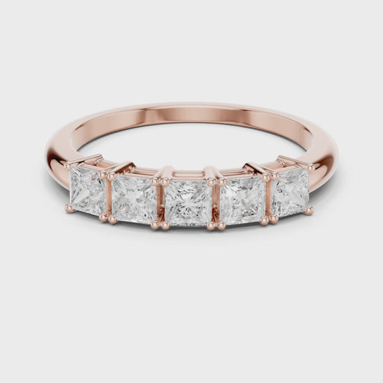 Eden Five-Stone Princess Diamond Anniversary Ring in Rose Gold