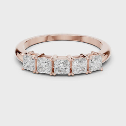 Eden Five-Stone Princess Diamond Anniversary Ring in Rose Gold