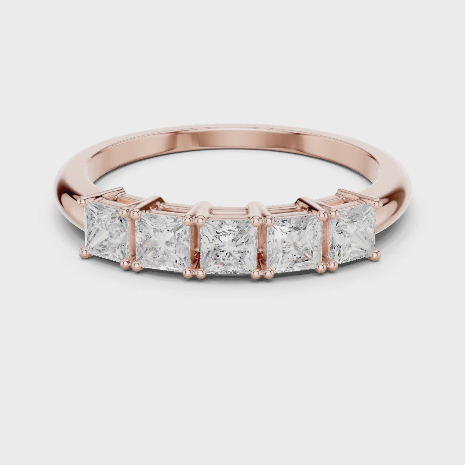 Eden Five-Stone Princess Diamond Anniversary Ring in Rose Gold