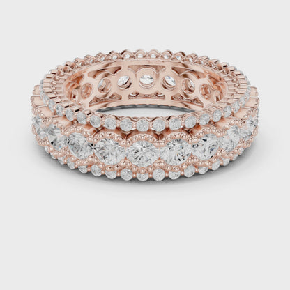 Iris Milgrain Round Diamond Eternity Band in Rose Gold