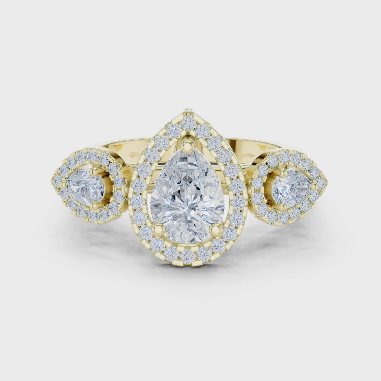 Celeste Cluster Pear & Round Diamond Engagement Ring in Yellow Gold