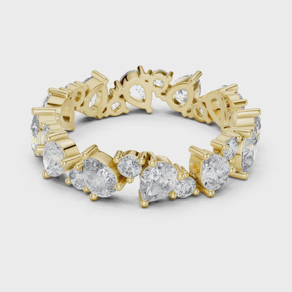 Iris Cluster Pear & Round Diamond Eternity Band in Yellow Gold