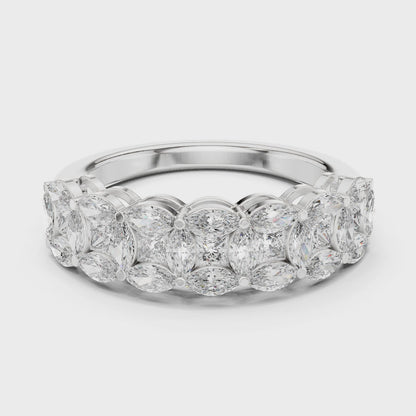 Iris Cluster Marquise & Princess Diamond Fashion Ring in Silver