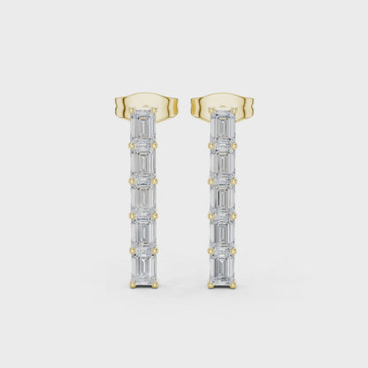 Iris Five-Stone Emerald Diamond Earrings in Yellow Gold