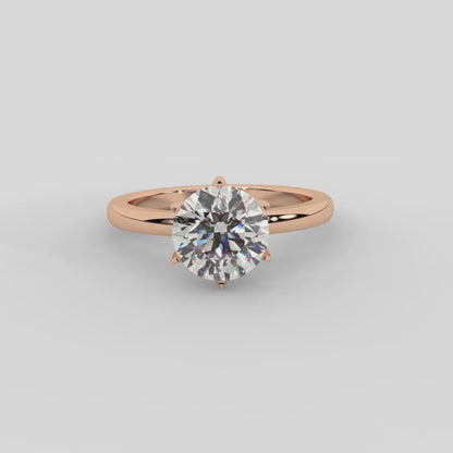 Serena Blossom Solitaire Round Diamond Engagement Ring in Rose Gold
