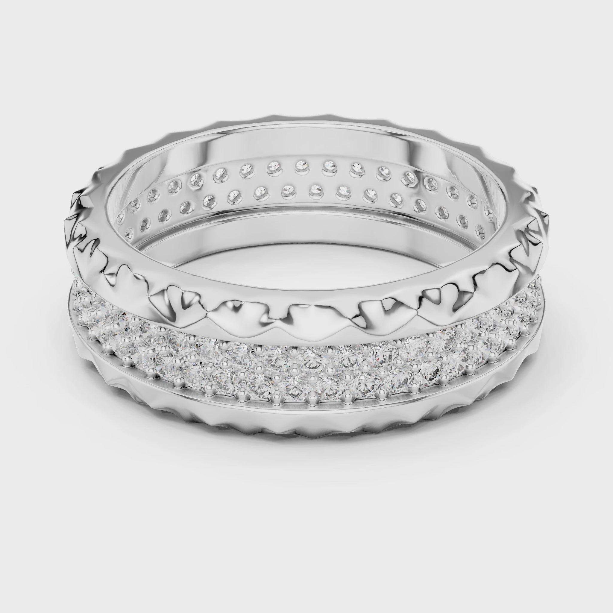 Crest Micropave Round Diamond Anniversary Band in Silver
