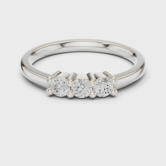Celeste Three-Stone Round Diamond Ring in Silver