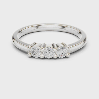 Celeste Three-Stone Round Diamond Ring in Silver