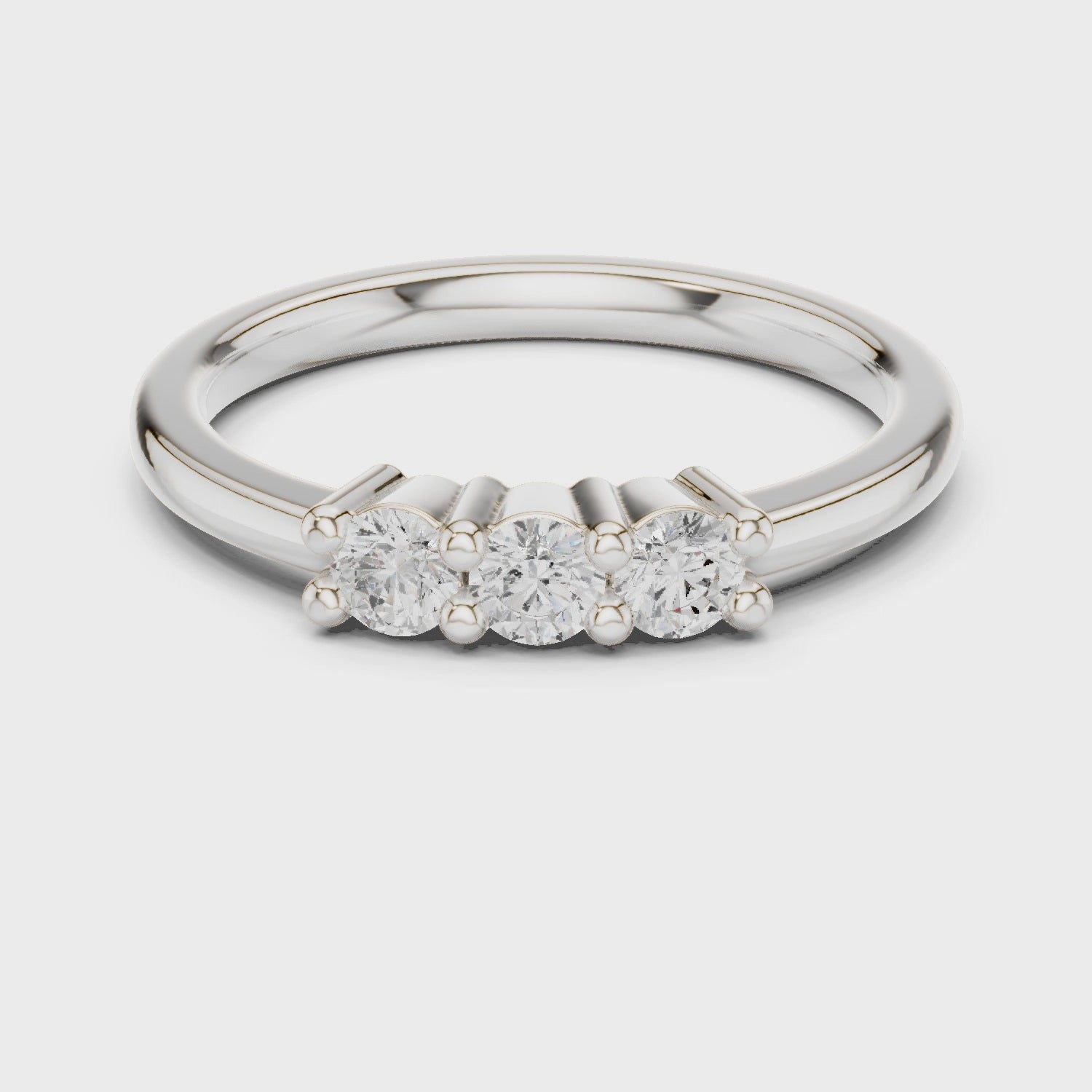 Celeste Three-Stone Round Diamond Ring in Silver