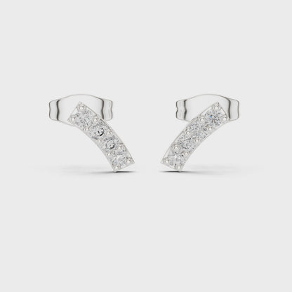 Nova Bar Round Diamond Stud Earrings in Silver