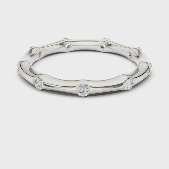 Wave Bezel Round Diamond Eternity Band in Silver