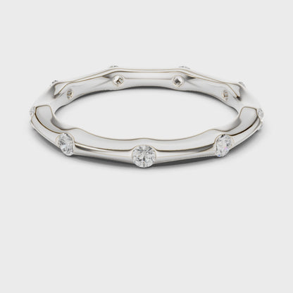 Wave Bezel Round Diamond Eternity Band in Silver