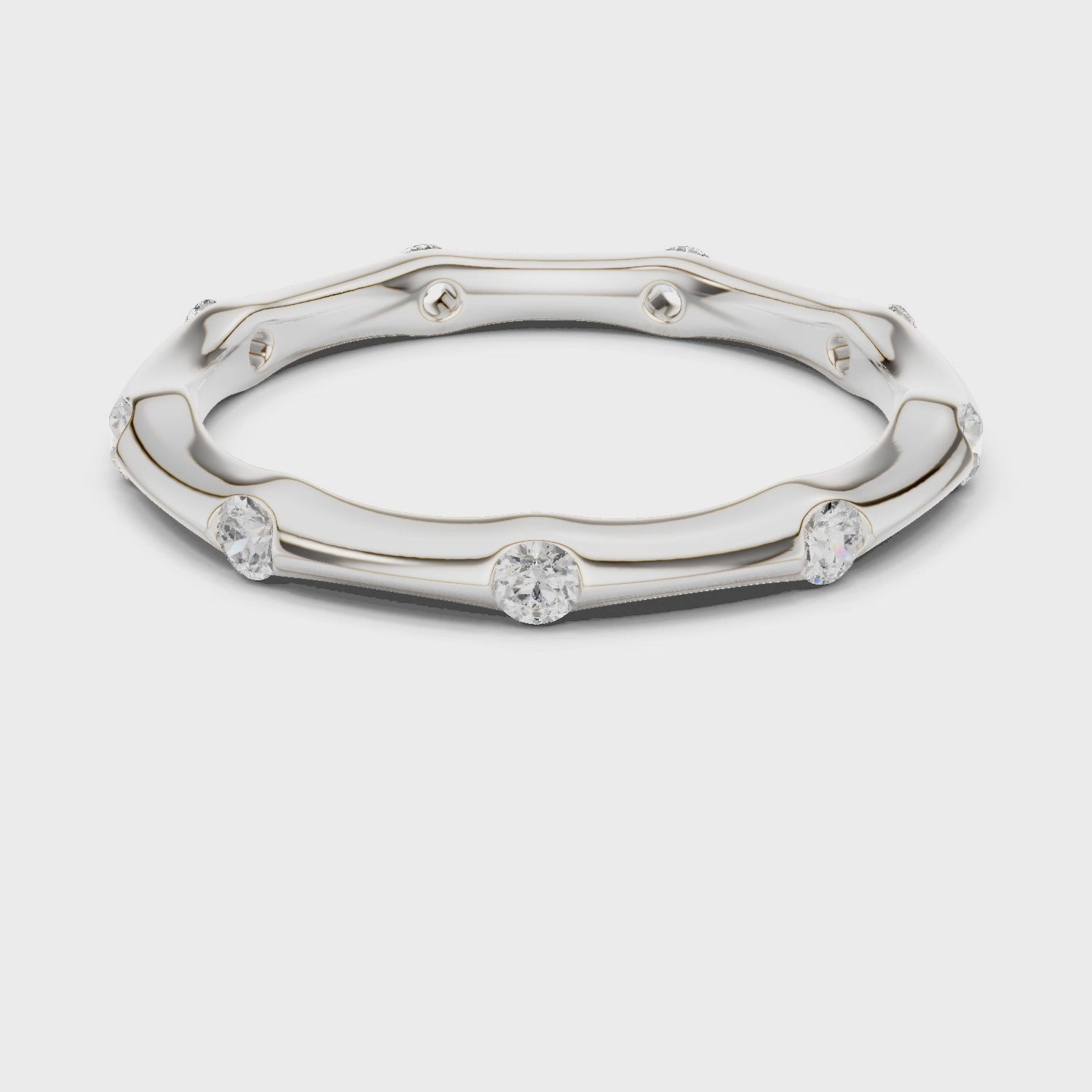 Wave Bezel Round Diamond Eternity Band in Silver