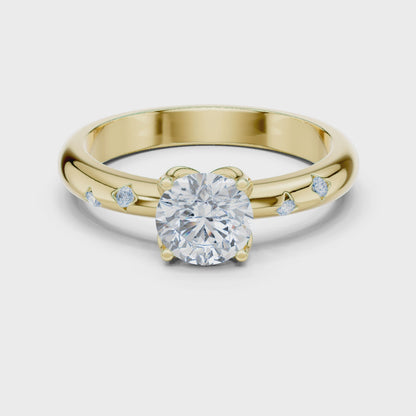 Petal Round Diamond Engagement Ring in Yellow Gold