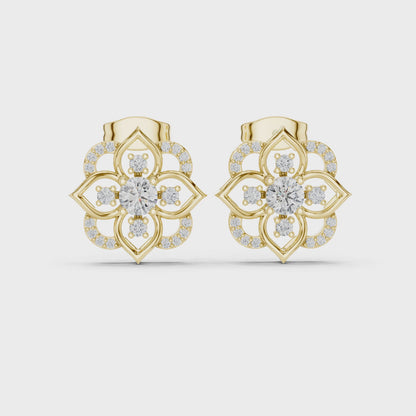 Radiance Layered Round Diamond Stud Earrings in Yellow Gold