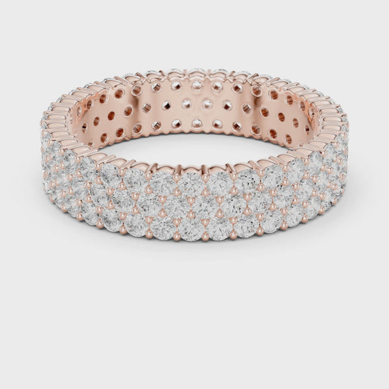 Wide Pave Round Diamond Eternity Ring in Rose Gold