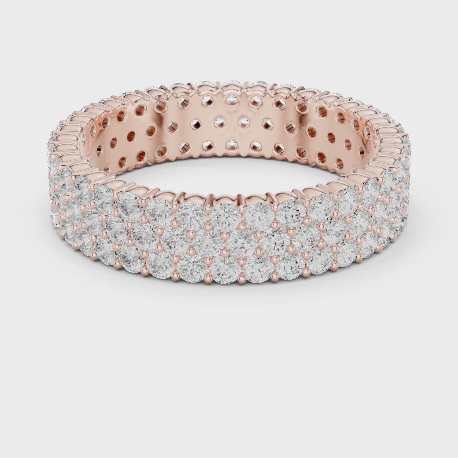 Wide Pave Round Diamond Eternity Ring in Rose Gold