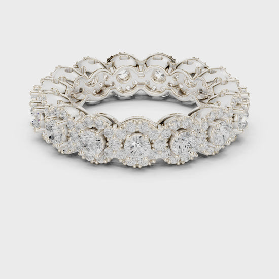 Eden Cluster Round Diamond Eternity Band in Silver