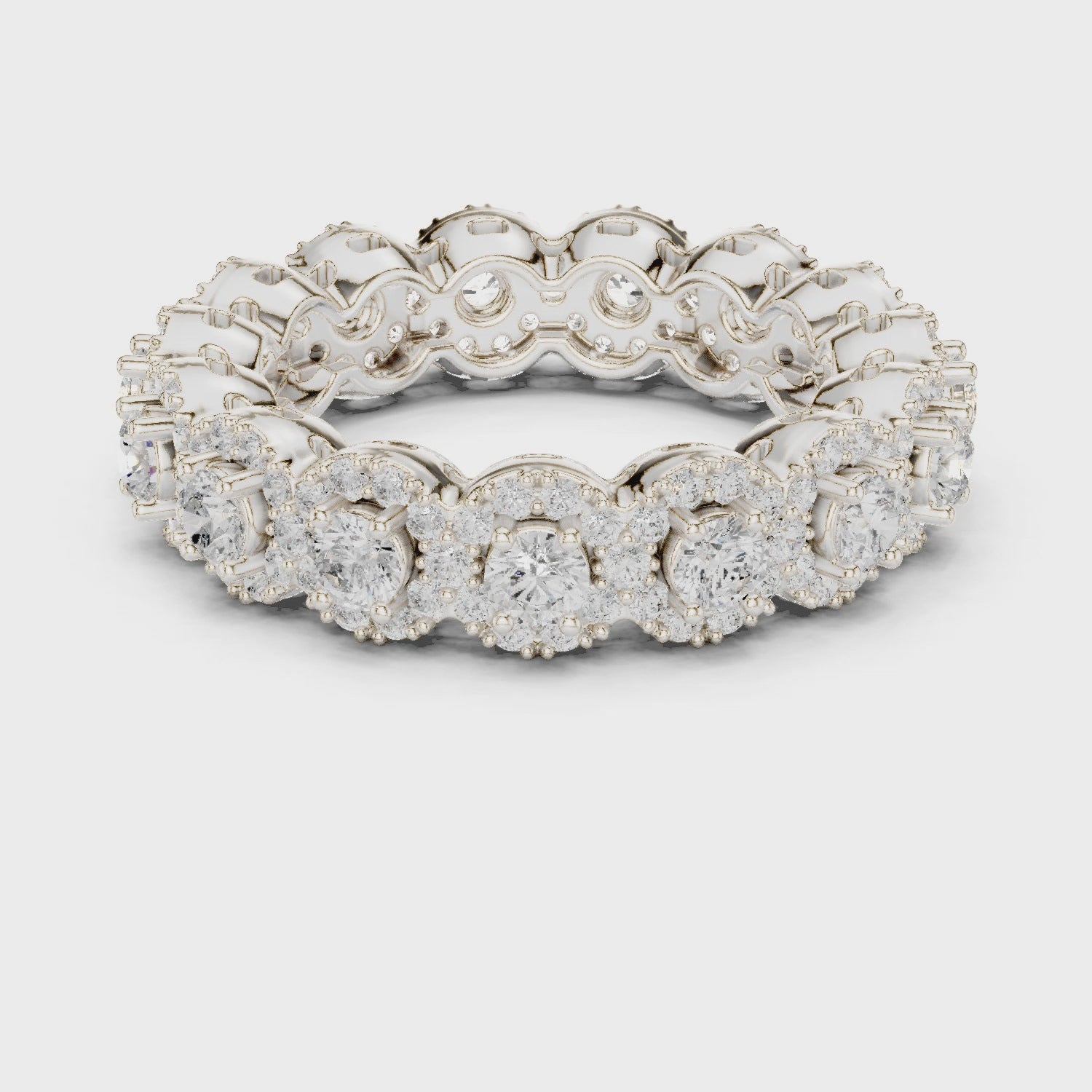Eden Cluster Round Diamond Eternity Band in Silver