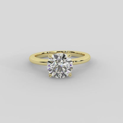 Flora Guardian Solitaire Round Diamond Engagement Ring in Yellow Gold