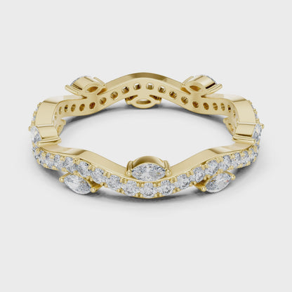 Petal Marquise & Round Diamond Eternity Band in Yellow Gold