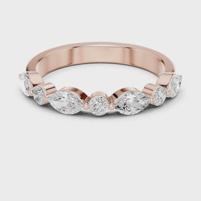 Eden Alternating Marquise & Round Diamond Anniversary Band in Rose Gold
