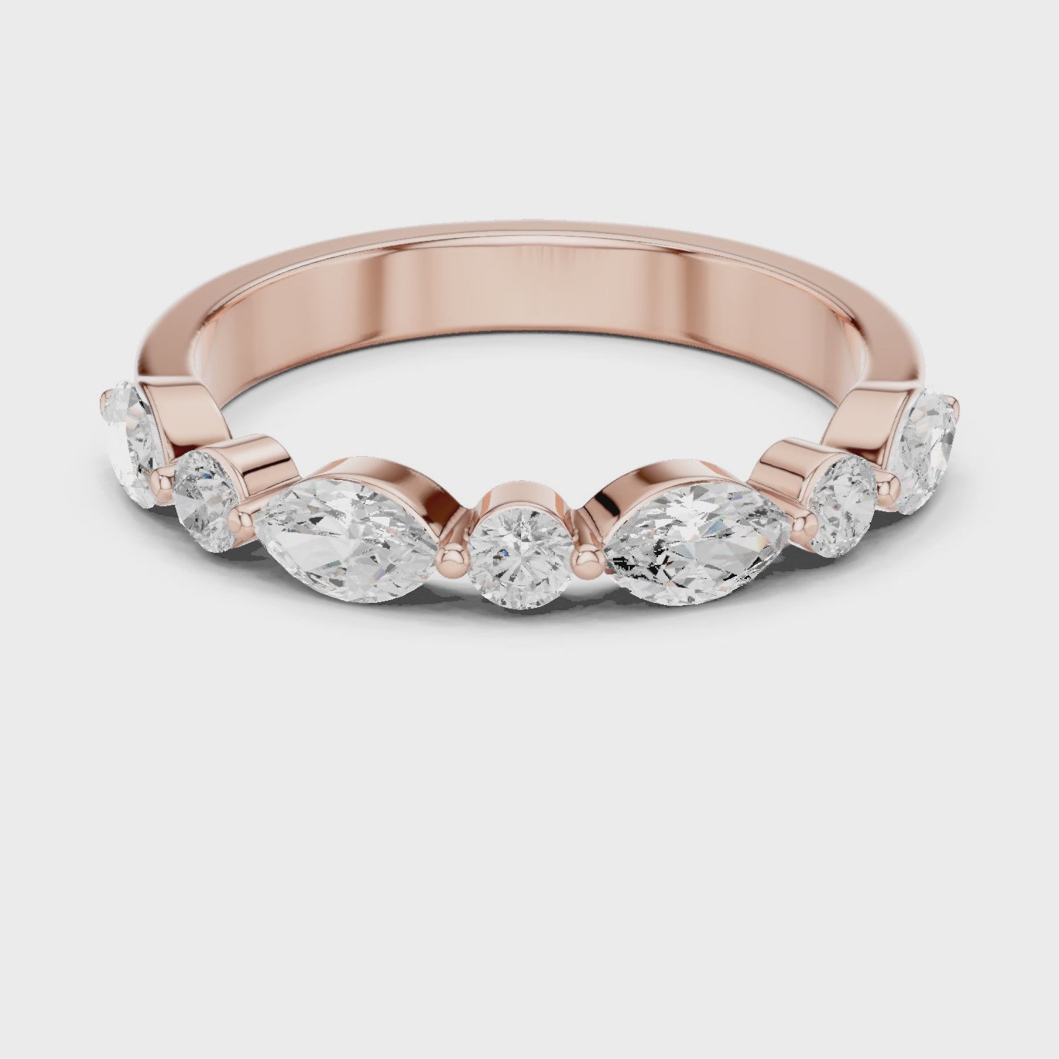 Eden Alternating Marquise & Round Diamond Anniversary Band in Rose Gold
