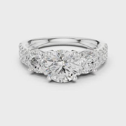 Celeste Three-Stone Round Diamond Engagement Ring in Silver