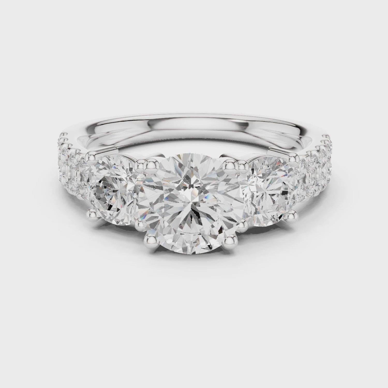 Celeste Three-Stone Round Diamond Engagement Ring in Silver