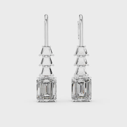 Celeste Emerald Diamond Drop Earrings in Silver